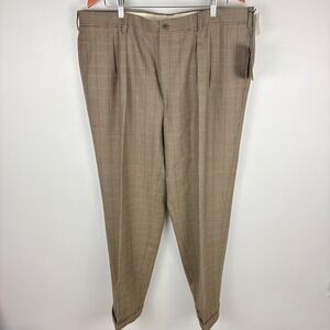 Orvis Mens Lambs Wool Plaid Signature Collection Pleated Dress Pants W41